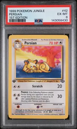 1999 POKEMON JUNGLE 1ST EDITION #42 PERSIAN PSA 6 - Image 1