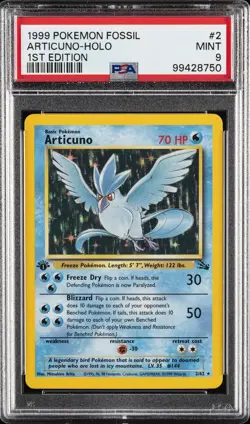 1999 POKEMON FOSSIL 1ST EDITION #2 ARTICUNO-HOLO PSA 9 - Image 1