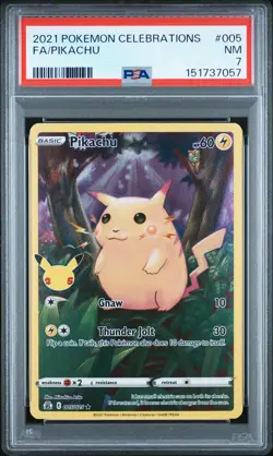 2021 POKEMON CELEBRATIONS #005 FULL ART/PIKACHU PSA 7 - Image 1