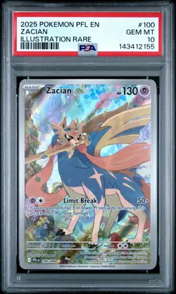 2025 POKEMON PFL EN-PHANTASMAL FLAMES ILLUSTRATION RARE #100 ZACIAN PSA 10 - Image 1