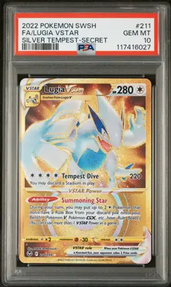 2022 POKEMON SWORD & SHIELD SILVER TEMPEST SECRET FULL ART/LUGIA VSTAR PSA 10 - Image 1