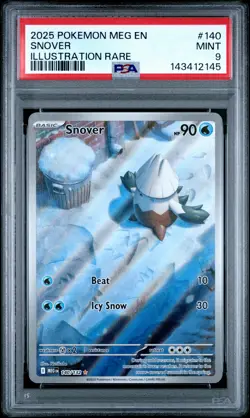 2025 POKEMON MEG EN-MEGA EVOLUTION ILLUSTRATION RARE #140 SNOVER PSA 9 - Image 1