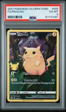 2021 POKEMON CELEBRATIONS #005 FULL ART/PIKACHU PSA 6 - Image 1