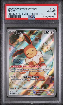 2025 POKEMON SVP EN-SV BLACK STAR PROMO #173 EEVEE PSA 8 - Image 1
