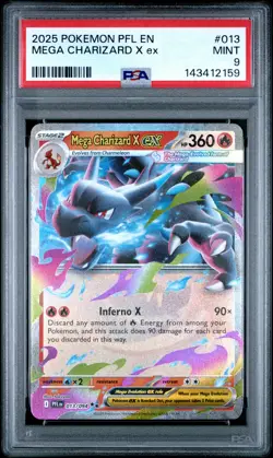 2025 POKEMON PFL EN-PHANTASMAL FLAMES #013 MEGA CHARIZARD X EX PSA 9 - Image 1