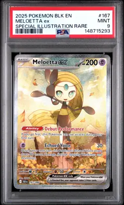 2025 POKEMON BLK EN-BLACK BOLT SPECIAL ILLUSTRATION RARE #167 MELOETTA EX PSA 9 - Image 1