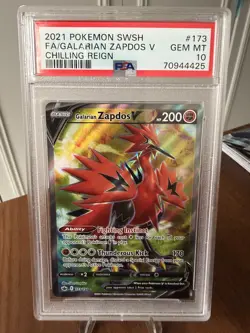 2021 Pokemon Chilling Reign Galarian Zapdos V 173 PSA 10 - Image 1