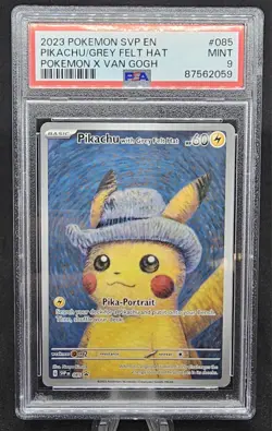 2023 POKEMON SVP EN-SV BLACK STAR PROMO #085 PIKACHU WITH GREY FELT HAT PSA 9 - Image 1