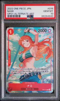 2022 ONE PIECE JAPANESE OP01-ROMANCE DAWN ALTERNATE ART #016 NAMI PSA 10 - Image 1