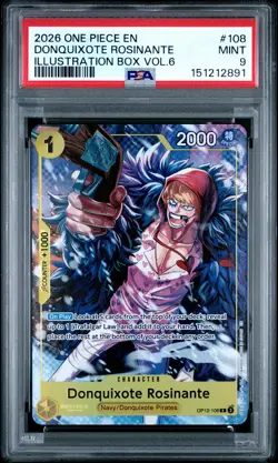 2026 ONE PIECE PROMOS ILLUSTRATION BOX VOL.6 #108 DONQUIXOTE ROSINANTE PSA 9 - Image 1