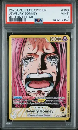 2025 ONE PIECE OP13-CARRYING ON HIS WILL ALTERNATE ART #100 JEWELRY BONNEY PSA 9 - Image 1