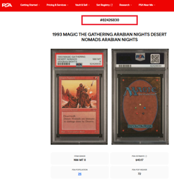 1993 MTG Magic The Gathering ARN Arabian Nights Vintage Desert Nomads PSA 8 - Image 3