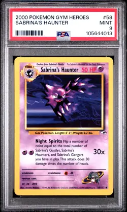 PSA 9 | Pokemon TCG | Gym Heroes | Sabrina's Haunter #58 - Image 1