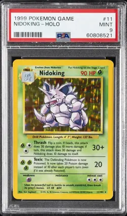 1999 POKEMON GAME #11 NIDOKING-HOLO PSA 9 - Image 1