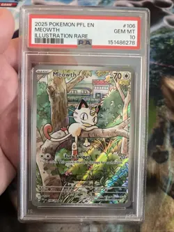 Meowth Pokemon Pfl En-Phantasmal Flames #106 PSA 10 - Image 3