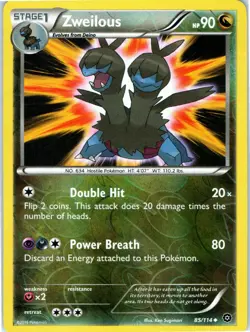 Zweilous 85/114 Steam Siege Reverse Holo Near Mint NM Pokemon DNA Games - Image 1