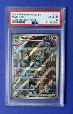 2023 Pokemon Mew En Machoke Illustration Rare #177 PSA 10 GEM MT - Image 1