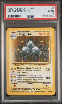 1999 Pokemon Base Unlimited Magneton Holo PSA 9 #9 - Image 1
