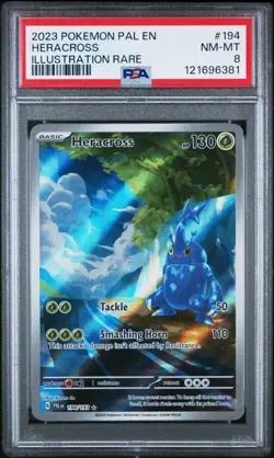2023 POKEMON PAL EN-PALDEA EVOLVED ILLUSTRATION RARE #194 HERACROSS PSA 8 - Image 1