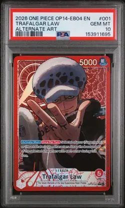 2026 ONE PIECE THE AZURE SEA'S SEVEN ALTERNATE ART #001 TRAFALGAR LAW PSA 10 - Image 1
