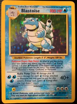 Blastoise Holo Rare - 2/102 Unlimited Base Set WOTC -Pokemon Card - MP - Image 1
