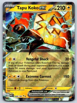 Tapu Koko ex - Paradox Rift PAR 068/182 Double Rare Pokemon Card NM - Image 1
