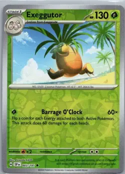 Exeggutor 003/191 Reverse Holo – SSP Set – 2024 Pokemon Card - Image 1