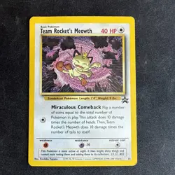 Team Rocket's Meowth WOTC Black Star Promo 18 Pokemon Card - Image 1