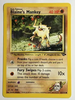 Blaine's Mankey Gym Challenge 063/132 MP-LP Pokemon Card - Image 1