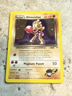 Rockets Hitmonchan Gym Heroes Trading Card 11/132 Holo - Image 1