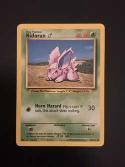 Pokemon Nidoran M Base Set vintage card #055/102 Wotc 1999 - Image 1