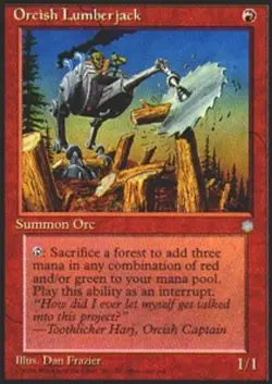 Moderate Play, English MTG Regular Orcish Lumberjack Ice Age Magic the Gathering - Image 1