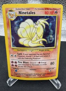 Pokemon TCG Ninetales 12/102 Base Set Holo Rare (Heavily Damaged) Water Damage - Image 4