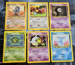 Neo Discovery 6-Card Lot Omaster, Teddiursa, Spinarak, Natu, Unown I Pokemon - Image 1