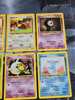 Neo Discovery 6-Card Lot Omaster, Teddiursa, Spinarak, Natu, Unown I Pokemon - Image 2