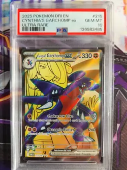 2025 POKEMON DRI EN-DESTINED RIVALS #215 CYNTHIA'S GARCHOMP ex ULTRA RARE PSA 10 - Image 1