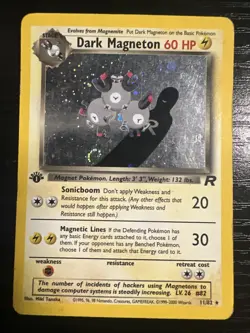 2000 Pokemon TCG Team Rocket 1st Edition #11/82 Dark Magneton Holo - Image 1