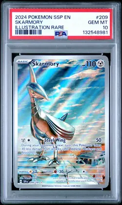 2024 POKEMON SSP EN-SURGING SPARKS ILLUSTRATION RARE #209 SKARMORY PSA 10 - Image 1