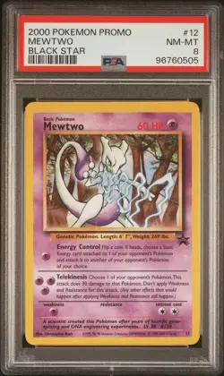 2000 POKEMON PROMO BLACK STAR #12 MEWTWO PSA 8 - Image 1