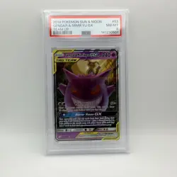 Gengar & Mimikyu GX Team Up #53 2019 Pokemon PSA 8 - Image 1