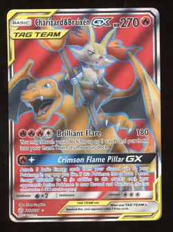 2019 Pokemon Sun & Moon Cosmic Eclipse Charizard & Braixen GX Rare Ultra 212/236 - Image 1