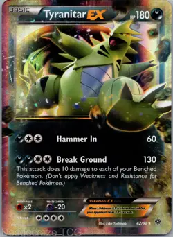 Tyranitar EX 42/98 Holo Rare EX Ancient Origins Pokemon LP - Image 1