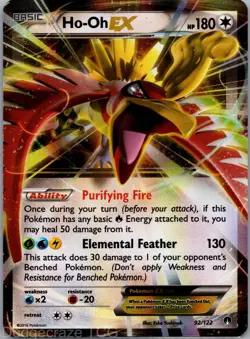 Ho-Oh EX 92/122 Holo Rare EX BREAKpoint Pokemon LP - Image 1