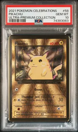PIKACHU PSA 10 2021 POKEMON CELEBRATIONS #58 ULTRA PREMIUM COLLECTION GEM MINT - Image 1
