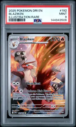 2025 Pokemon Destined Rivals Blaziken Illustration Rare #192 PSA 9 - Image 1