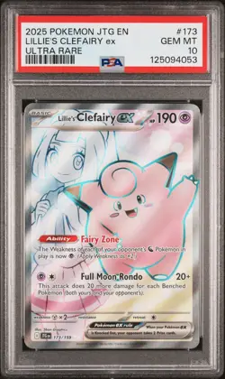 2025 POKEMON JTG EN-JOURNEY TOGETHER ULTRA RARE #173 LILLIE'S CLEFAIRY EX PSA 10 - Image 1