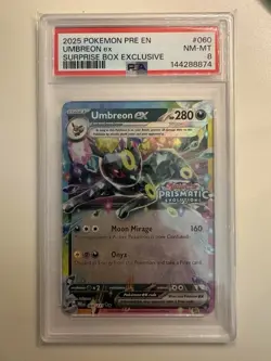 PSA 8 NM - MINT UMBREON EX Prismatic Evolutions Stamped Pokemon Card 060/131 - Image 1