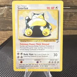 Pokemon Snorlax 030/130 Base Set 2 Rare 90 HP Basic Card 1999 English Regular - Image 1