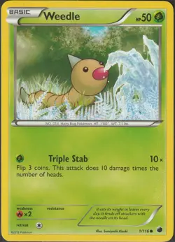 Weedle 1/116 Common Plasma Freeze LP Pokemon Card - Image 1