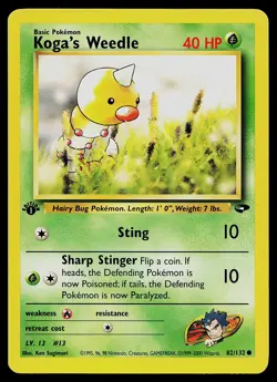 Pokemon Card - Koga's Weedle Gym Challenge 82/132 Common 1st Edition - Image 1